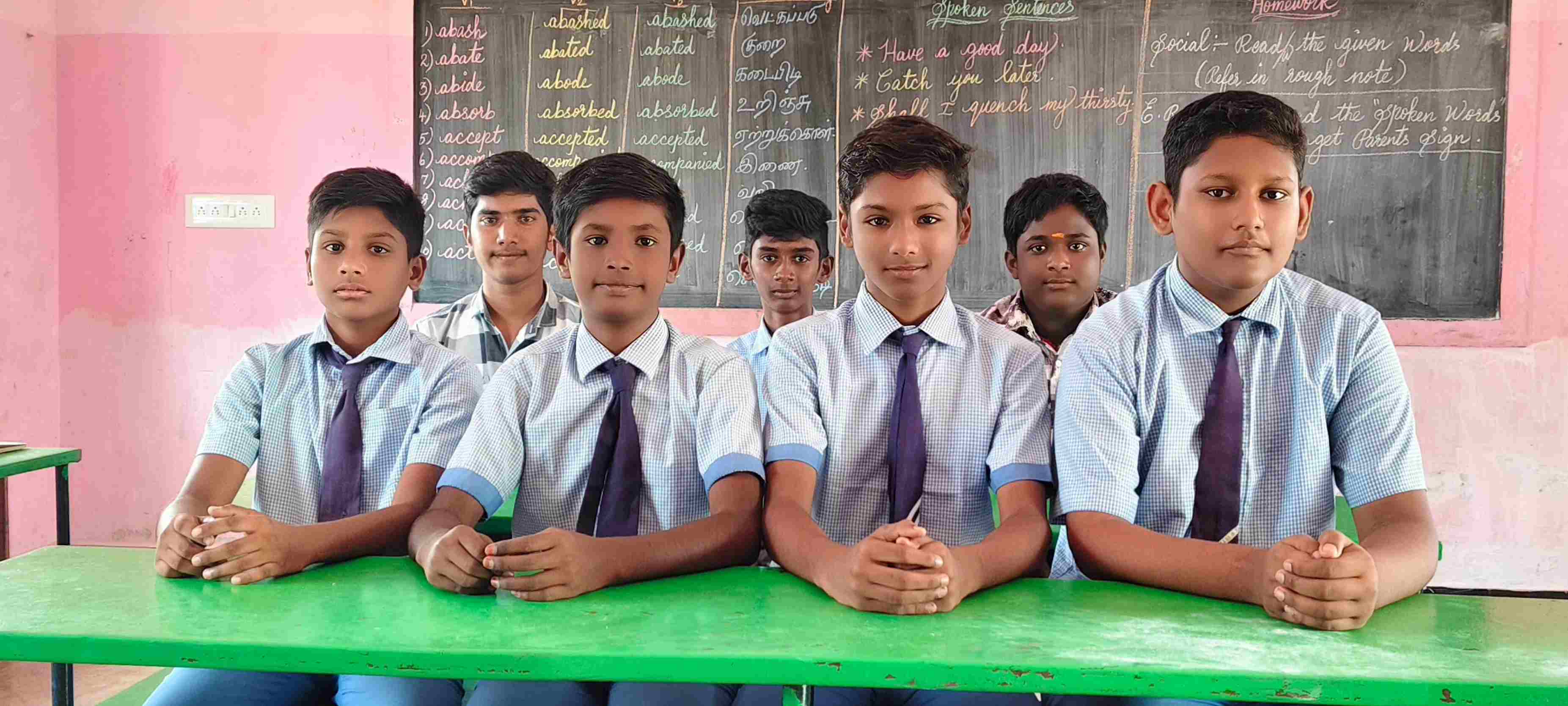 Secondary school students studying